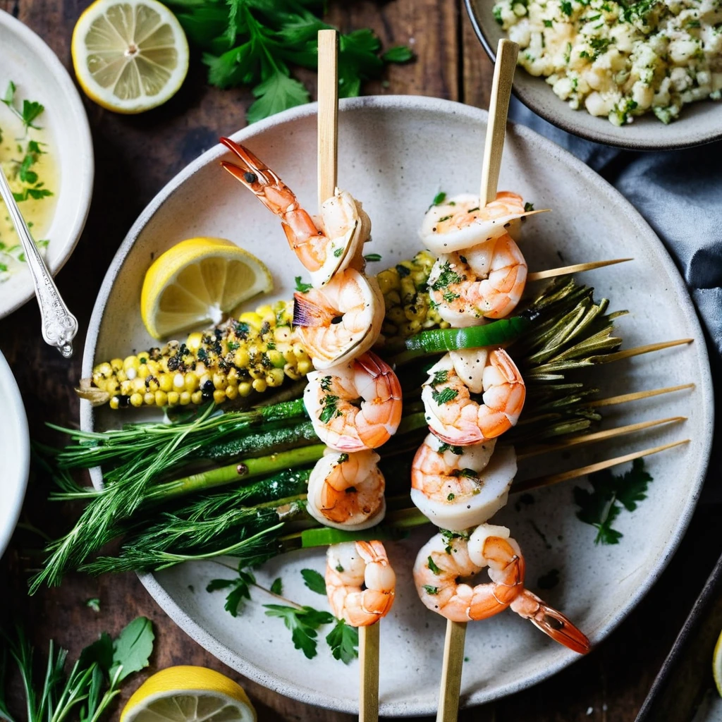 Sheet Pan Herb Butter Shrimp Skewers