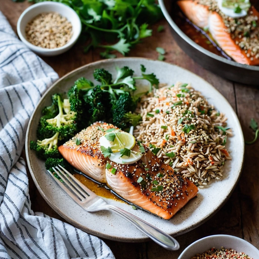 Sheet Pan Sesame Chili Salmon Fillets