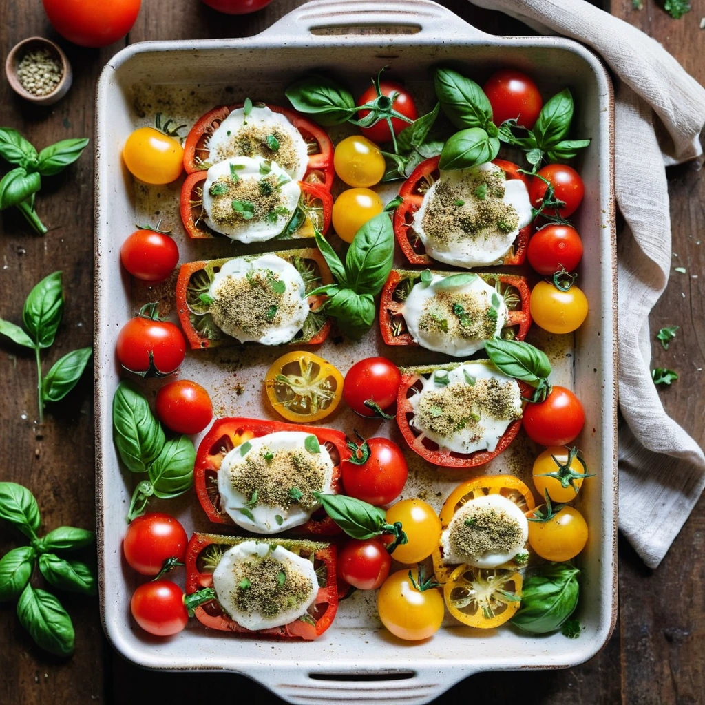 Sheet Pan Tomato Basil Vegetable Bake