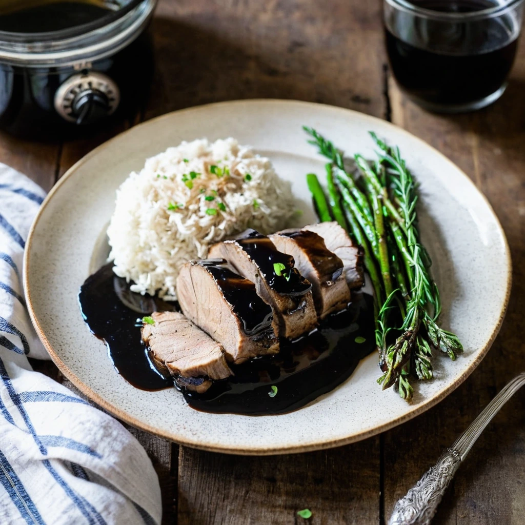 Slow Cooker Balsamic Glaze Pork Tenderloin