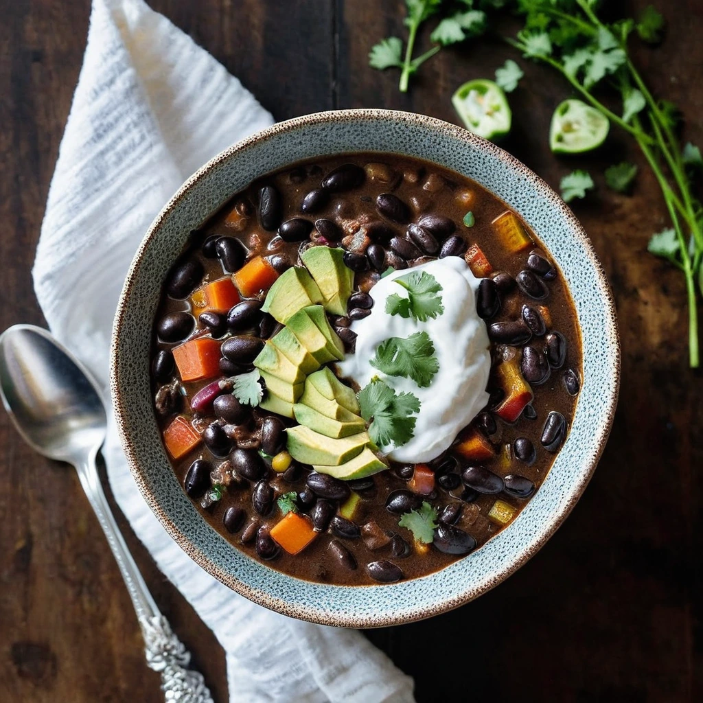 Slow Cooker Black Bean Chili Soup