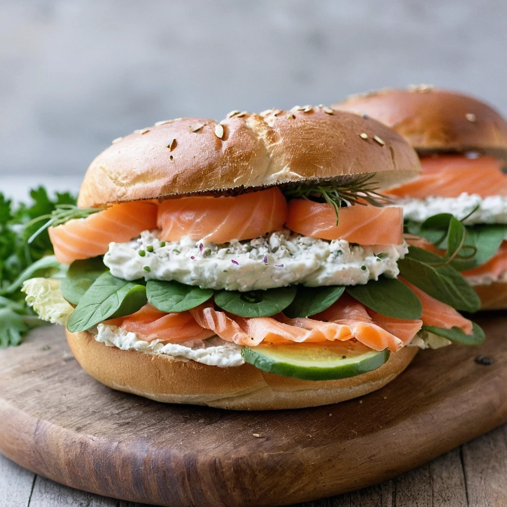 Smoked Salmon Bagel Sandwich