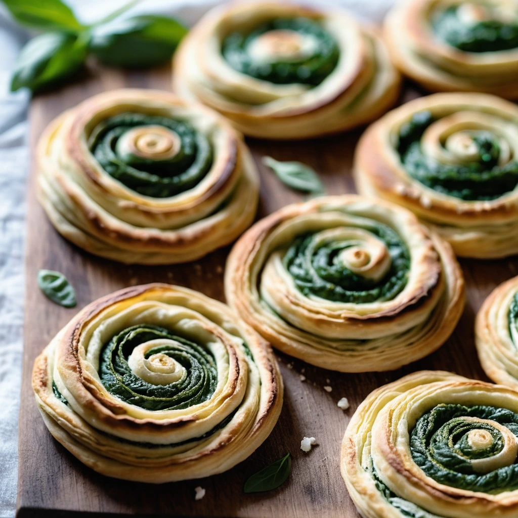 Spinach and Feta Puff Pastry Swirls