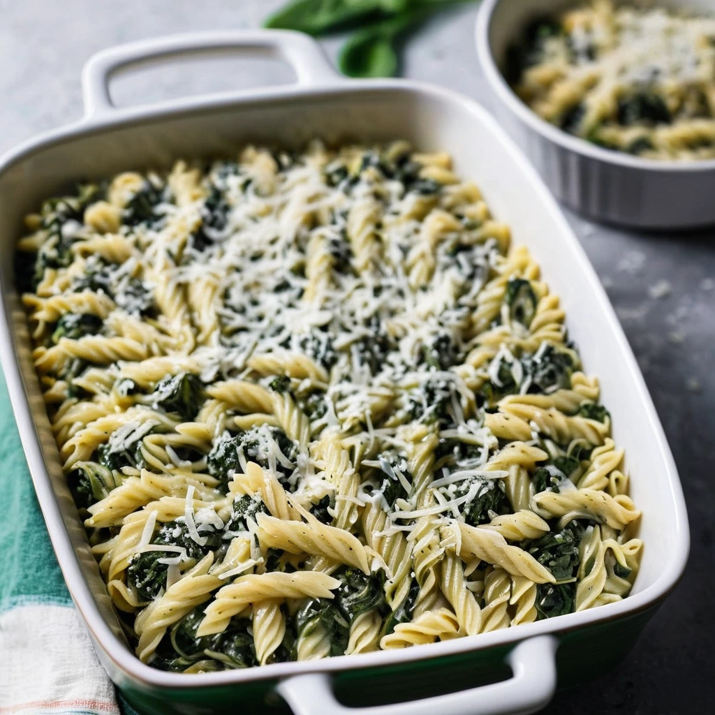 golden bubbly casserole in a baking dish with a sprinkle of melted cheese on top