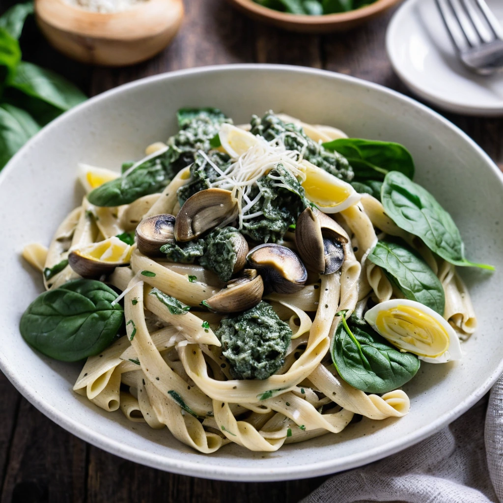 Spinach Mushroom Alfredo Pasta