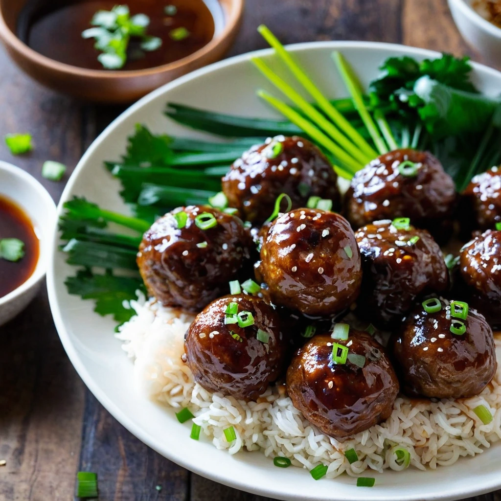 Sticky Hoisin Pork Meatballs