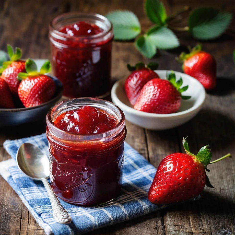 A plated serving of Strawberry Jam (Homemade)