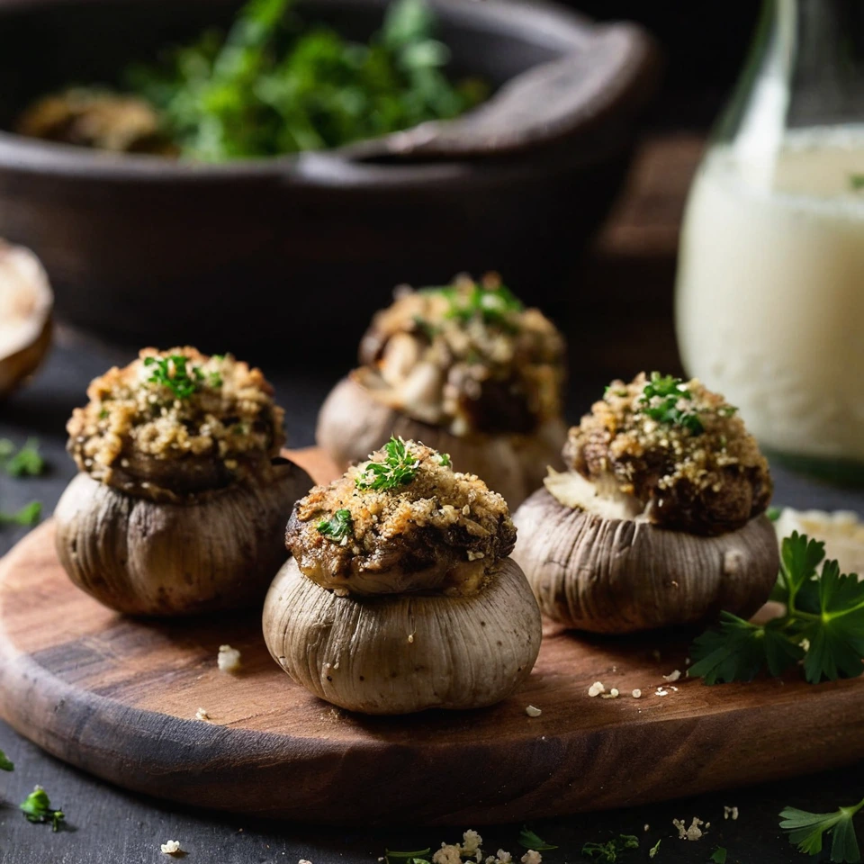 A plated serving of Stuffed Mushrooms