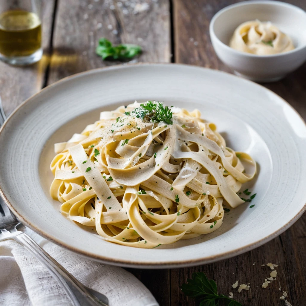 Tagliatelle with Roasted Garlic Cream Sauce