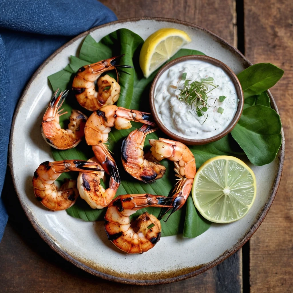 A plated serving of Tandoori Grilled Shrimp