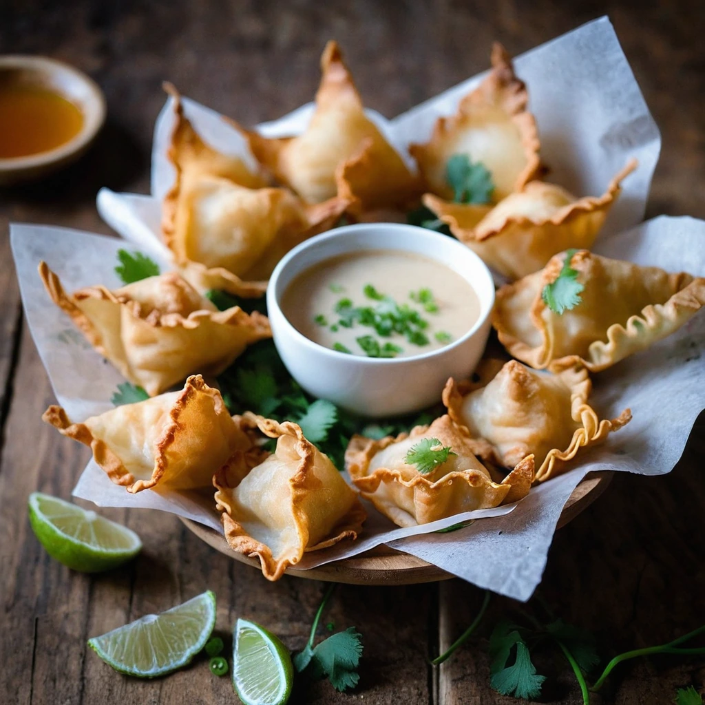 A plated serving of Thai Crispy Wontons