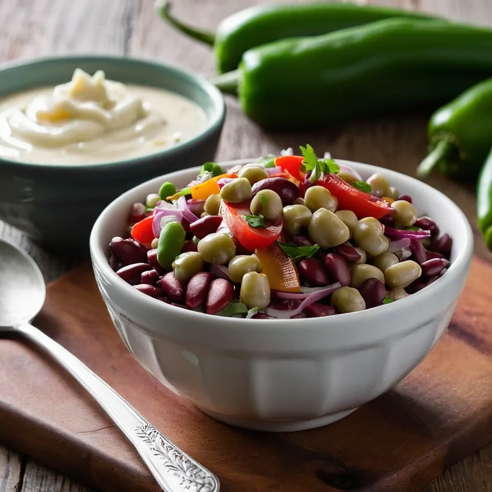 A plated serving of Three Bean Salad