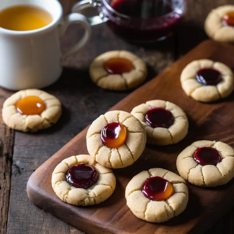 A plated serving of Thumbprint Cookies