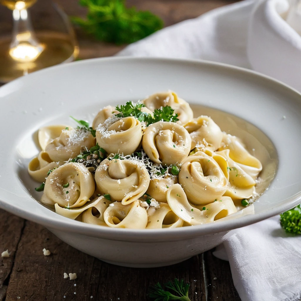 Tortellini with Roasted Garlic Cream Sauce