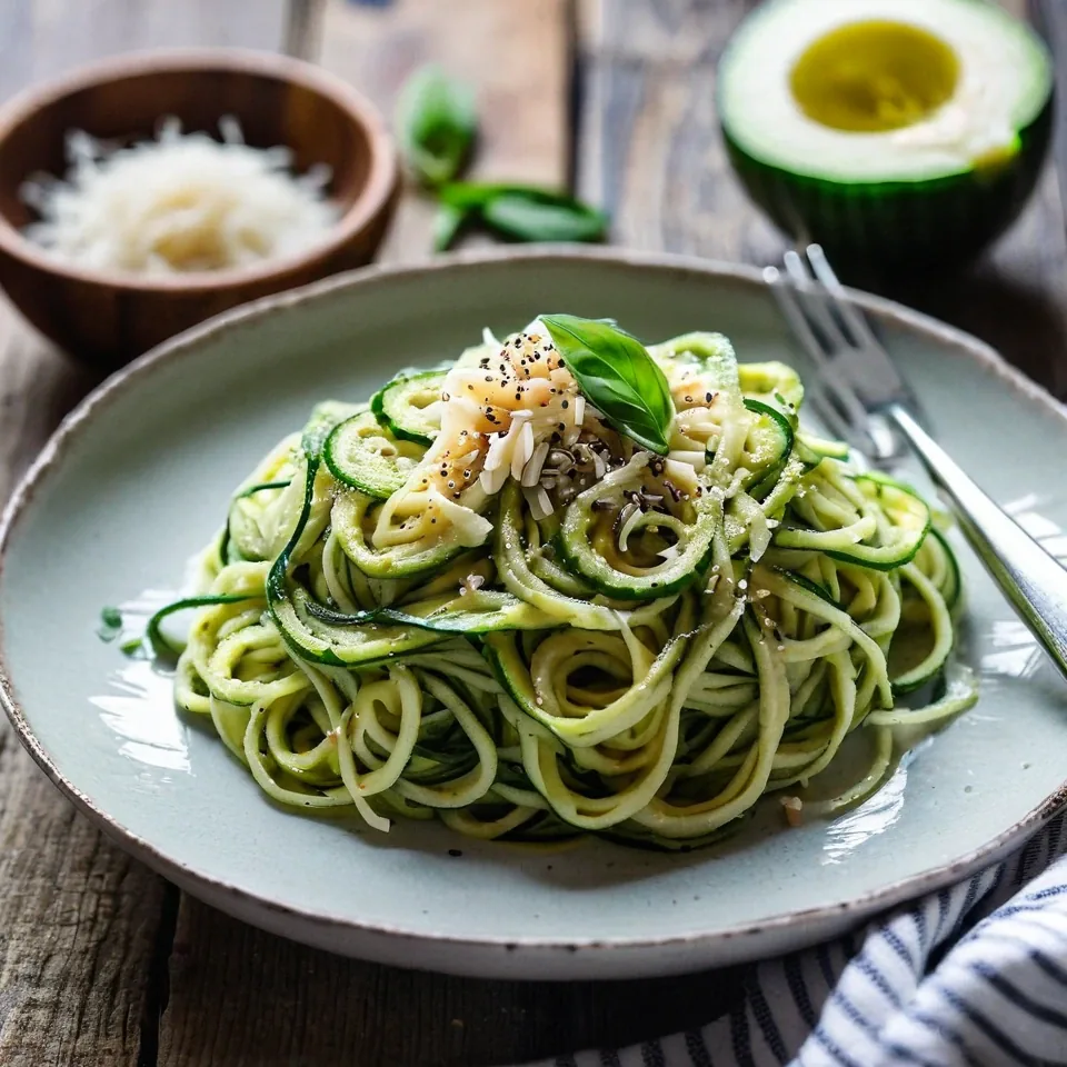 A plated serving of Zucchini Noodles (Zoodles)
